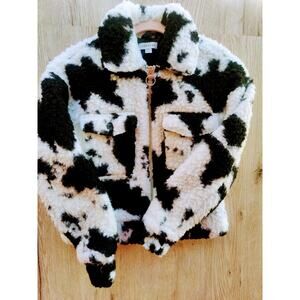 Y2K Topshop Cow Print cropped jacket‎ Western Coastal Western Mobwife Sz.0-2
